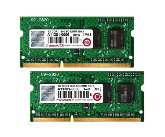 Transcend SODIMM DDR3 8GB KIT(4GBx2), 1600MHz 1Rx8 pro Apple iMac TS8GJMA424H