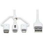 Tripplite Kabel USB-A/Light.+Micro-B+USB-C,Synch/Nabíjení,MFi,Samec/3xSamec,Safe-IT Antib,bílá,1.2m M101AB-004-LMCW