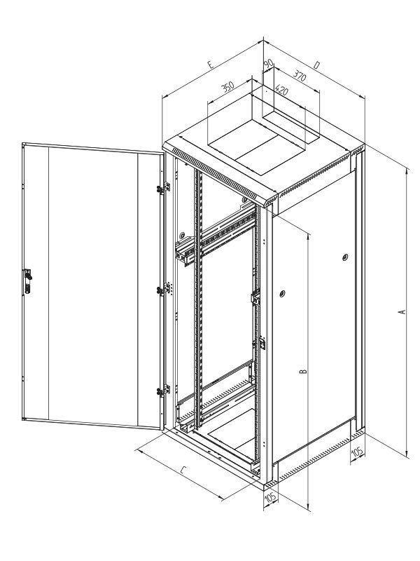 Triton 19" rozvaděč stojanový 32U/800x900, rozebíratelný, perforované přední dveře RZA-32-L89-CAX-A1