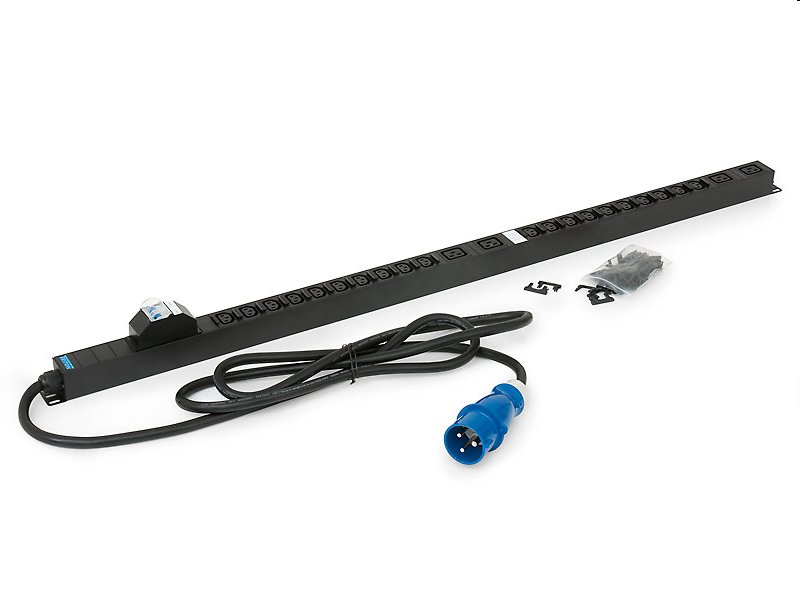 Triton 20xIEC C13 bezp.,4xIEC C19,2x16A jistič,3x6.0mm 3m kabel 32A IEC60309,RAL9005 RAB-PD-X53-X1 RAB-ZP-P41-A1