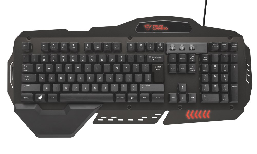 Trust GXT 850 Metal Herní klávesnice CZ/SK / 3 druhy podsvícení / 12 media kláves / kovová / USB 21632