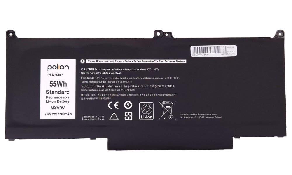 TRX Baterie Polion MXV9V pro notebooky DELL 451-BCJG Latitude 5300 5310 7300 7400 - 7200mAh 55Wh/ neoriginál TRX-PLNB407
