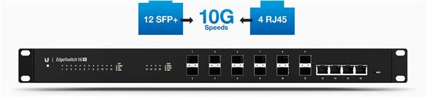 Ubiquiti EdgeSwitch ES-16-XG - Přepínač - L3 - řízený - 12 x 10 gigabitů SFP+ + 4 x 10 Gigabit Ethe