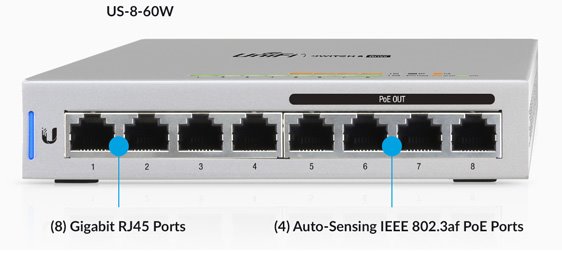 Ubiquiti UniFi Switch US-8-60W - Přepínač - řízený - 4 x 10/100/1000 + 4 x 10/100/1000 (PoE) - desk