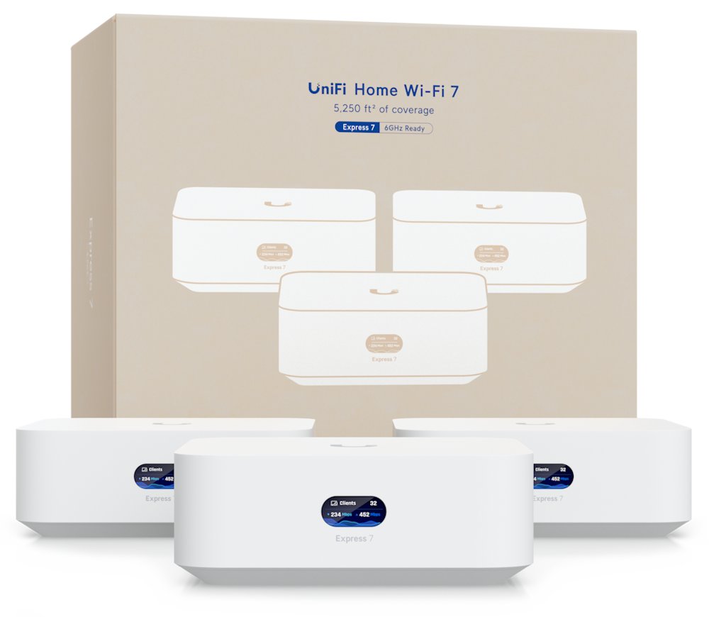 Ubiquiti UniFi Whole Home WiFi 3-pack - Sada 3x UniFi Express 7, MLO Meshing, Wi-Fi 7, 2,4/5/6GHz UX7-3