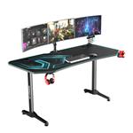 ULTRADESK Herný stôl FRAG XXL BLUE, 160 x 75 cm, 75 cm, držiak nápojov a slúchadiel, stojan BEAM, s UDESK-FX-BL