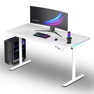 ULTRADESK Herný stôl QUEST, 140x70cm, 72-120cm, biela-biela UD-QST-FRWT/DTWT