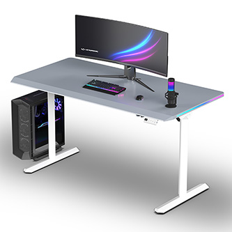 ULTRADESK Herný stôl QUEST, 140x70cm, 72-120cm, biela-šedá UD-QST-FRWT/DTGY