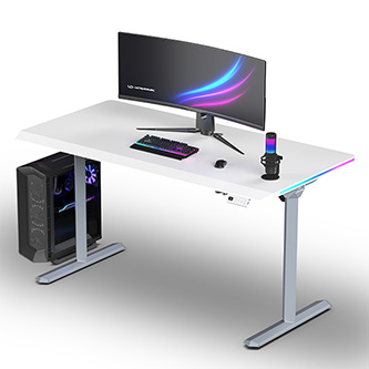 ULTRADESK Herný stôl QUEST, 140x70cm, 72-120cm, šedá-biela UD-QST-FRGY/DTWT