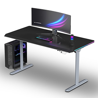 ULTRADESK Herný stôl QUEST, 140x70cm, 72-120cm, šedo-čierna UD-QST-FRGY/DTBB