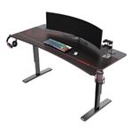 ULTRADESK Herný stôl Ultradesk CRUISER RED, 160x70 cm, 66-82 cm, držiak slúchadiel, 3 otvory pre ká UDESK-CR-RD