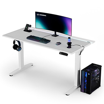 ULTRADESK Herný stôl VORTEX, 140,5x70cm, 72-122cm, biely UD-VOR-WA/WB