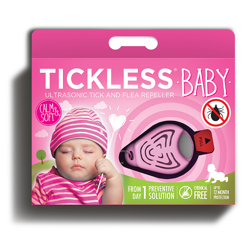 Ultrazvukový repelent TickLess Baby proti klíšťatům, růžový PRO10-007