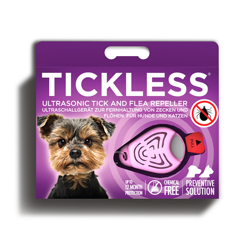 Ultrazvukový repelent TickLess Pet proti klíšťatům, růžový PRO10-102