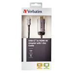USB (3.1) hub 1-port, 49144, šedá, dĺžka kábla 1,5m, Verbatim, adaptér USB C na HDMI
