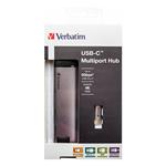 USB (3.1) hub 5-port, 49141, šedá, dĺžka kábla 15cm, Verbatim, adaptér USB C na USB C, 1x USB A, HD