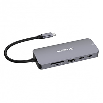 USB (3.2) hub 9-port, 32152, šedý, dĺžka kábla 15cm, Verbatim, 2x USB C, 3x USB A, 1x HDMI, čítačka