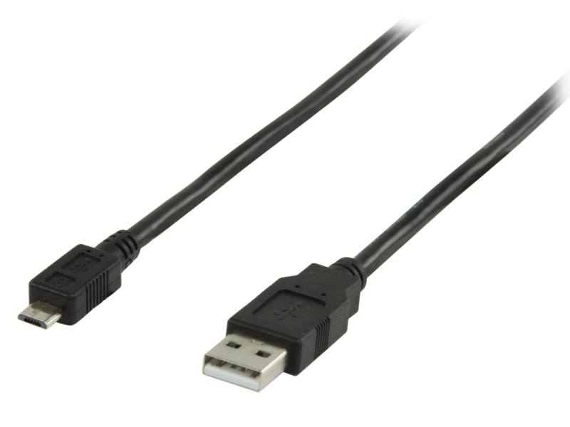 VALUELINE kabel USB 2.0/ zástrčka A - zástrčka micro B/ černý/ plastový sáček/ 2m