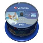 Verbatim BD-R SL, Hard Coat protective layer Wide Inkjet Printable, 25GB, Spindle, 43812, 6x, 50-pa