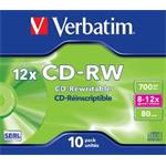 Verbatim CD-RW, 43148, DataLife PLUS, 10-pack, 700MB, Serl, 8-12x, 80min., 12cm, Scratch Resistant,