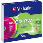 VERBATIM CD-RW(5-Pack)/Slim/Colours/4x/700MB 43133