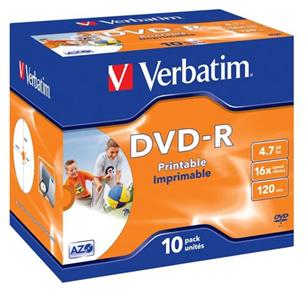 Verbatim DVD-R, 43521, DataLife PLUS, 10-pack, 4.7GB, 16x, 12cm, General, Advanced Azo+, jewel box,