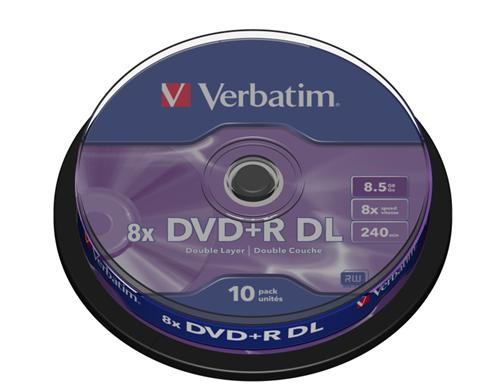 Verbatim DVD+R, 43666, DataLife PLUS, 10-pack, 8.5GB, 8x, 12cm, General, Double Layer, cake box, Ma