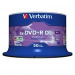 Verbatim DVD+R, 43758, Double Layer, 50-pack, 8.5GB, 8x, 12cm, General, Matt Silver, cake box, pre