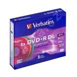 Verbatim - DVD+R 8,5GB 8x Dual-Layer Color Slim Box 5ks 43682