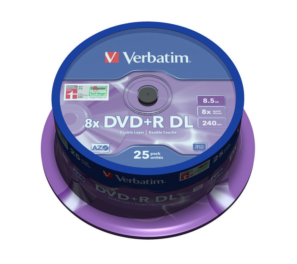 VERBATIM DVD+R DoubleLayer 8,5GB/ 8x/ MATT SILVER/ 25pack/ spindle 43757