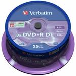 VERBATIM DVD+R DoubleLayer 8,5GB/ 8x/ MATT SILVER/ 25pack/ spindle 43757