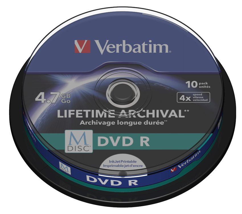 Verbatim DVD-R, M-Disc, 10-pack, 4.7GB, 4x, 12cm, General, Standard, cake box, pre archiváciu dát 43824