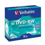 Verbatim DVD-RW, 43285, DataLife PLUS, 5-pack, 4.7GB, 4x, 12cm, General, Serl, jewel box, Scratch R