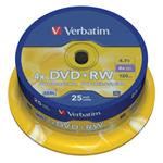 Verbatim DVD+RW, 43489, DataLife PLUS, 25-pack, 4.7GB, 4x, 12cm, General, Standard, bez možnosti po