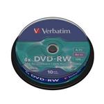 Verbatim DVD-RW, 43552, DataLife PLUS, 10-pack, 4.7GB, 4x, 12cm, General, Serl, cake box, Scratch R