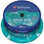 Verbatim DVD-RW, 43639, DataLife PLUS, 25-pack, 4.7GB, 4x, 12cm, General, Serl, bez možnosti potisk