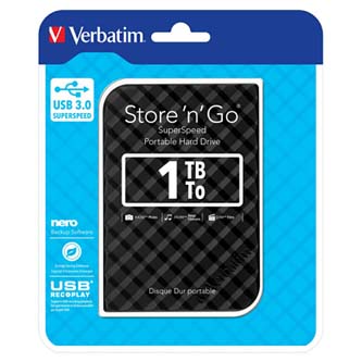 Verbatim externý pevný disk, Store,n,Go, 2.5&quot;, USB 3.0, 1TB, 1000GB, 53194, čierny