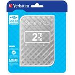 Verbatim externý pevný disk, Store,n,Go, 2.5", USB 3.0, 2TB, 2000GB, 53198, strieborný