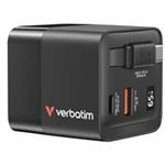 VERBATIM GaN Nabíječka do sítě, S kabelem, USB-C, USB-A, černá 32217