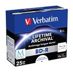 Verbatim M-DISC BD-R, Single layer Single layer/Injekt printable, 25GB, jewel box, 43823, 4x, 5-pac