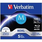 Verbatim MDISC, Lifetime archival BDXL, 100GB, jewel, 43834, 4x, 5-pack