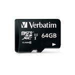 Verbatim Micro Secure Digital Card, 64GB, micro SDXC, 44084, UHS-I U1 (Class 10), s adaptérom