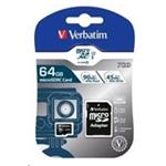 Verbatim pamäťová karta micro SDXC, 64GB, SDXC, 47042, UHS-I U1 (Class 10), s adaptérom