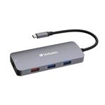 Verbatim USB-C Pro Multiport Hub CMH-09, 9 portů /HDMI, USB-A, USB-C, SD, microSD, RJ45/,stříbrná 0023942321521