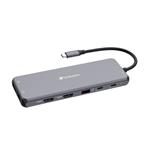 Verbatim USB-C Pro Multiport Hub CMH-13, 13 portů /HDMI, USB-A, USB-C, DP, RJ45, Audio/, stříbrná 0023942321538