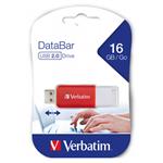 Verbatim USB flash disk, 2.0, 16GB, DataBar, červený, 49453, pre archiváciu dát