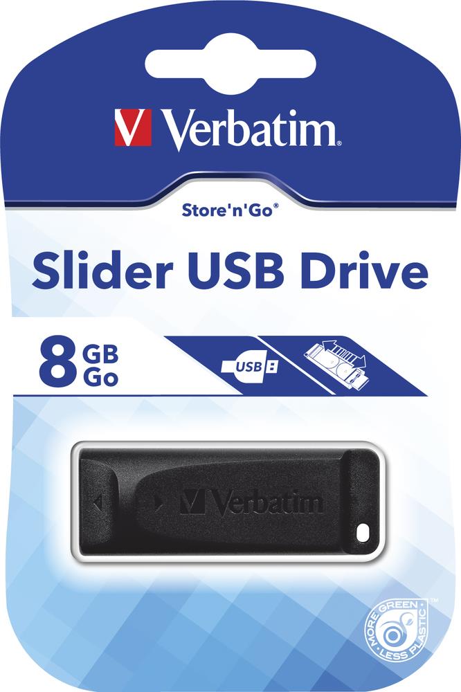 Verbatim USB flash disk, 2.0, 8GB, Slider, čierny, 98695, pre archiváciu dát
