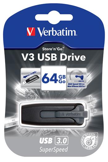 Verbatim USB flash disk, 3.0, 64GB, Store ,n, Go V3, čierny, 49174