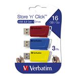Verbatim USB flash disk, 3.2, 16GB, Store,N,Click, červený, modrý, žltý, 49306, 3 ks