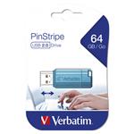 Verbatim USB flash disk, USB 2.0, 64GB, PinStripe, Store N Go, modrý, 49961, USB A, s výsuvným kone 49962